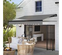 Outsunny 2.5 x 2m Electric Awning w/ LED Light and Remote Controller Grey, Grey