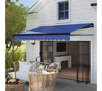 Outsunny 2.5 x 2m Electric Awning w/ LED Light and Remote Controller Blue, Blue