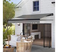 Outsunny 2.5 X 2M Electric Awning With Led Light And Remote Controller Grey