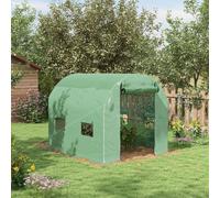 Outsunny 2.5 x 2m Walk-In Polytunnel Greenhouse with Roll Up Door Windows Green