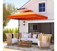 Outsunny 2.5M Cantilever Garden Parasol Umbrella With Cross Base, Orange Orange