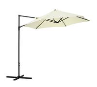 Outsunny 2.5M Garden Cantilever Parasol, Offset Roma Patio Umbrella Hanging Sun Shade Canopy Shelter with 360 Rotation and Cross Base, Beige Beige