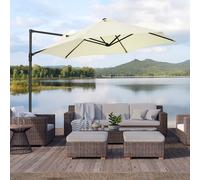 Outsunny 2.5M Offset Roma Patio Umbrella W/ 360-Degree Rotation, Beige
