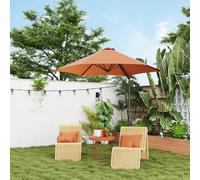 Outsunny 2.5M Offset Roma Patio Umbrella W/ 360? Rotation, Orange, Orange