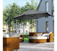 2.5M Garden Cantilever Parasol W/ 360 Rotation and Cross Base, Dark Grey