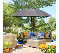 Outsunny 2.5M Round Curved Adjustable Parasol Sun Umbrella Metal Pole In Grey Grey