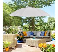 Outsunny 2.5M Round Curved Adjustable Parasol Sun Umbrella Metal Pole In Light Grey Light Grey