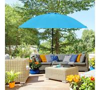 Outsunny 2.5m Shanghai Garden Parasol Umbrella with Crank & Tilt, Adjustable Outdoor Sun Shade, Blue - Blue - 250cm x 250cm x 240cm