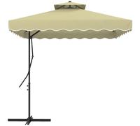Outsunny 2.5m Square Cantilever Parasol w/ Cross Base, Beige, Cream