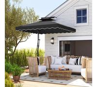 Outsunny 2.5M Square Cantilever Garden Parasol Umbrella With Cross Base In Black Black