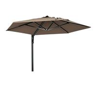 Outsunny Wall-Mounted Parasol Patio Umbrella with Hand to Push System Khaki