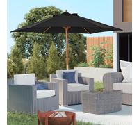 Outsunny 2.5M Wood Garden Parasol - Black, Black