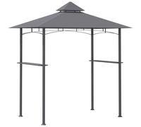Outsunny 2.5x1.5m (8'x5') Grill Gazebo Canopy, Double Tiered Outdoor BBQ Gazebo Shelter with 2 Side Shelves for Garden, Patio, Barbecue, Picnic, Grey Grey