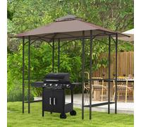 OUTSUNNY 2.5x1.5m BBQ Tent Canopy Patio Outdoor Awning Gazebo Sun Shelter in Brown Outsunny Brown