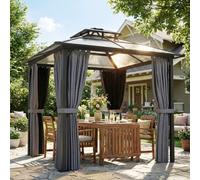 Outsunny 2.5X2.5 M Hardtop Gazebo Canopy W/ Drainage Gutters, Garden Gazebo