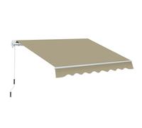 Outsunny 2.5X2 M Manual Retractable Awning-Beige Canopy/White Frame