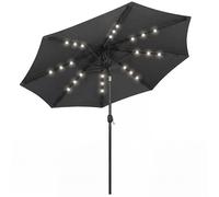 Outsunny 2.6 m Garden Parasol Umbrella with LED Solar Light, Parasol Cover, Outdoor Table Market Patio Umbrella Sun Shade with Tilt and Crank, Vent, Black