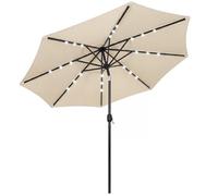 Outsunny 2.6 m Garden Parasol Umbrella with Light, Outdoor Patio Umbrella - Garden Parasol - Beige - 263 x 263 x 245 cm