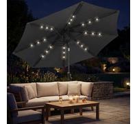 Outsunny 2.6 m Garden Parasol Umbrella with Light, Outdoor Patio Umbrella - Garden Parasol - Black - 263 x 263 x 245 cm