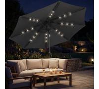 OUTSUNNY 2.6 m Garden Parasol Umbrella with Light, Outdoor Patio Umbrella in Black | Size: 260 cm x 100 cm Outsunny Black 260 cm x 100 cm