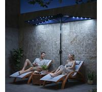 Outsunny 2.6 m Half Parasol with Solar Lights, UPF50+ Semi Round Umbrella