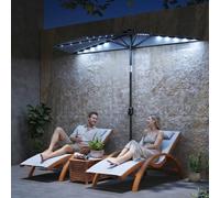 Outsunny 2.6 m Half Parasol with Solar Lights, UPF50+ Semi Round Umbrella