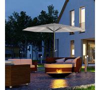 Outsunny Solar Patio Garden Parasol with Lights for Outdoor, Light Grey