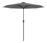 Outsunny 2.65m Garden Parasol with Lights, Solar Charged Warm Yellow LED Patio Umbrella with Crank Handle, for Balcony, Outdoor and Lawn, Charcoal Grey Light Grey