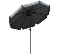 Outsunny 2.66m Patio Umbrella Garden Parasol Outdoor Sun Shade Table Umbrella with Ruffles, 8 Sturdy Ribs, Charcoal Grey