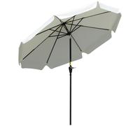 Outsunny 2.66m Patio Umbrella Garden Parasol Outdoor Sun Shade Table Umbrella with Ruffles, 8 Sturdy Ribs, Cream White