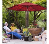 Outsunny Garden Parasol Umbrella 2.6M, Aluminium Pole, Tilt & Crank, Red