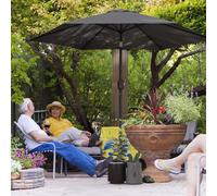 Outsunny Garden Parasol Umbrella 2.6M – Aluminium Pole, Tilt & Crank – Black