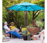 OUTSUNNY 2.6M Garden Parasol Umbrella with Aluminium Pole, Tilt, Crank in Blue | Size: 260 cm x 100 cm Outsunny Blue 260 cm x 100 cm