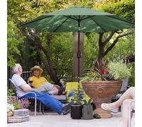 OUTSUNNY 2.6M Garden Parasol Umbrella with Aluminium Pole, Tilt, Crank in Dark Green | Size: 260 cm x 100 cm Outsunny Dark Green 260 cm x 100 cm
