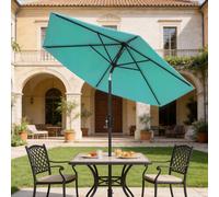 Outsunny 2.6 m Garden Parasol Umbrella with Aluminium Pole, Outdoor Table Market Patio Umbrella Sun Shade with Tilt and Crank, Vent, Turquoise