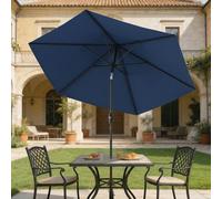 Outsunny 2.6M Garden Parasol Umbrella with Aluminium Pole, Tilt, Navy Blue - Modern - Garden Parasol - Navy Blue