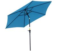 Outsunny 2.6M Garden Parasol Umbrella with Tilt and Crank, Outdoor Sun Parasol Sunshade Shelter with Aluminium Frame, Blue