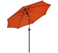 Outsunny 2.6M Patio Parasol Sun Umbrella, Tilt Shade Shelter Canopy with Crank 8 Ribs Aluminium Frame, Orange Orange