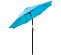Outsunny 2.6M Patio Parasol Sun Umbrella, Tilt Shade Shelter Canopy with Crank 8 Ribs Aluminium Frame, Blue, Blue