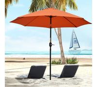 Outsunny 2.6M Patio Parasol Sun Umbrella, Tilt Shade Shelter Canopy with Crank 8 Ribs Aluminium Frame, Orange