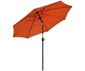 Outsunny 2.6M Patio Umbrella - Sunshade Canopy w/ Tilt & Crank Orange, Excellent