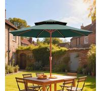 Outsunny Patio Umbrella with Crank, Double Top Outdoor Market Table Umbrella for Garden, Patio,104'' x 104'', Green