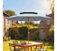 Outsunny 2.7 M Garden Parasol Table Umbrella With Double Top In Light Grey Light Grey