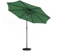 Outsunny 2.7 m Garden Parasol Umbrella with Cross Base and Sandbag, Retractable Ribs, Outdoor Table Market Patio Umbrella Sun Shade with 30 Degree Tilt and Crank, Vent, Green