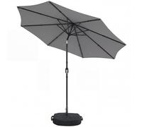 Outsunny 2.7 m Garden Parasol Umbrella with Cross Base and Sandbag, Retractable Ribs, Outdoor Table Market Umbrella, Light Grey