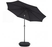 Outsunny 2.7 m Garden Parasol Umbrella with Cross Base and Sandbag, Retractable Ribs, Outdoor Table Market Umbrella, Black