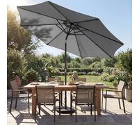 Outsunny 2.7 m Garden Parasol Umbrella with Cross Base, Sandbag - Garden Parasol - Light Grey - Dia. 267 x 242 cm