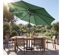 Outsunny 2.7 m Garden Parasol Umbrella with Cross Base, Sandbag - Garden Parasol - Green - Dia. 267 x 242 cm
