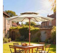 Outsunny 2.7 M Garden Parasol With Double Top, Cream White