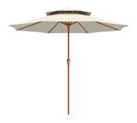 Outsunny 2.7 m Garden Parasol with Double Top Outdoor Market Table Umbrella with Crank System, Cream White